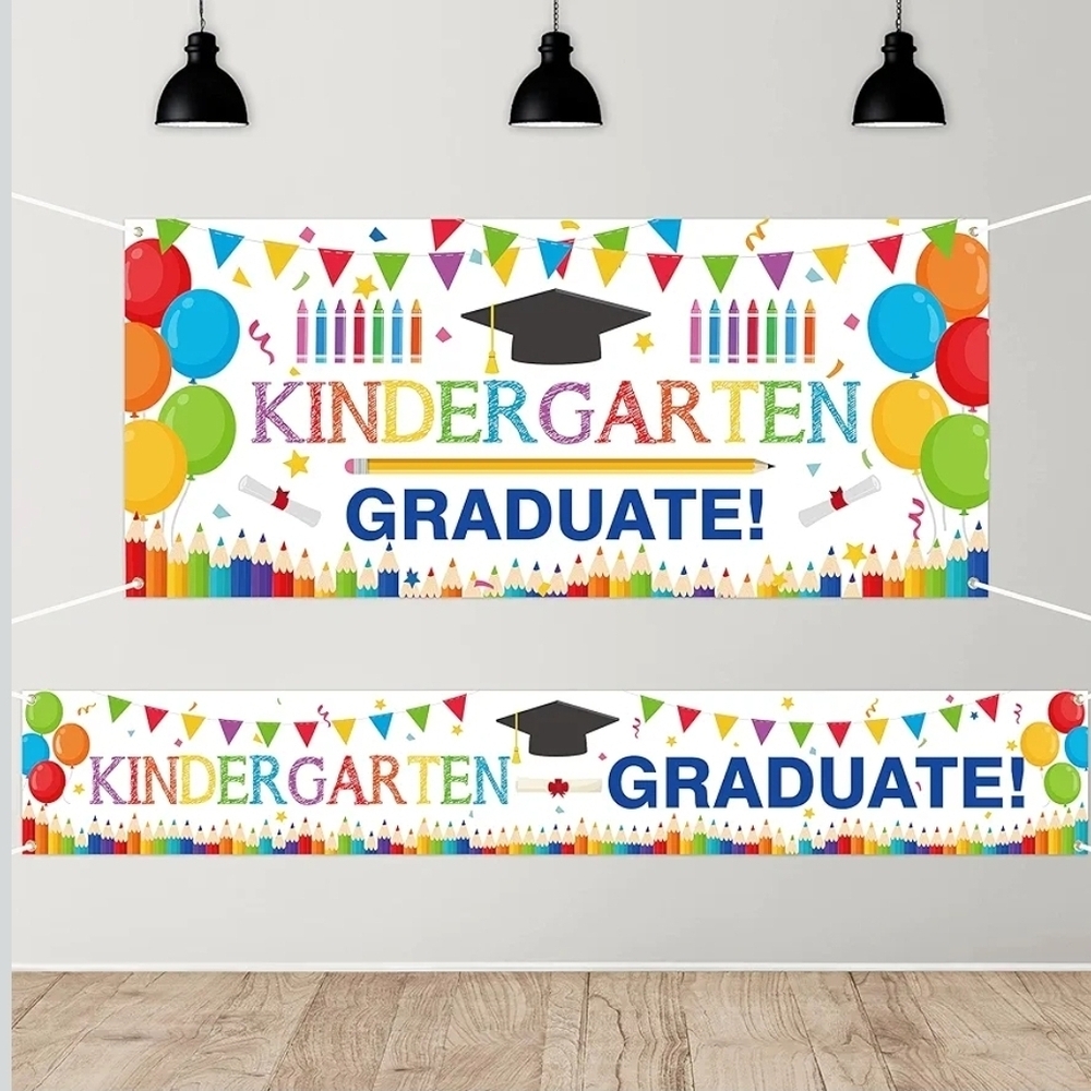 Watinc Pack Of 2 Kindergarten Graduation Banners
